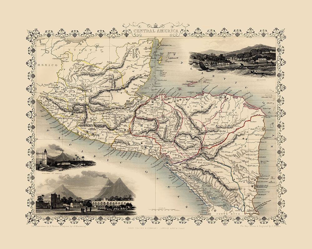 Central America - Tallis 1851 art print by Tallis for $57.95 CAD