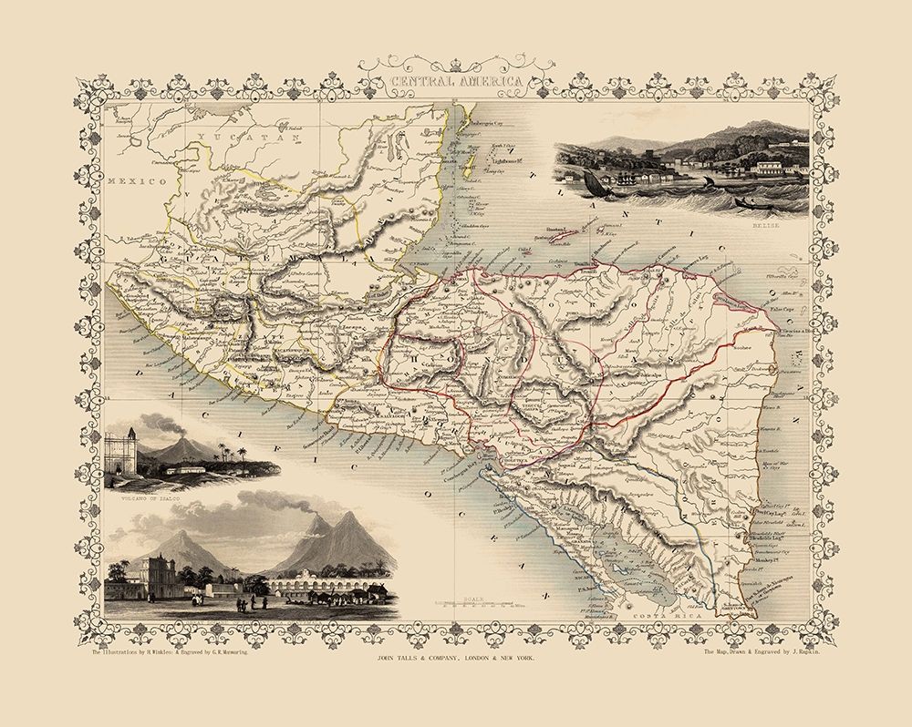 Central America - Tallis 1851 art print by Tallis for $57.95 CAD