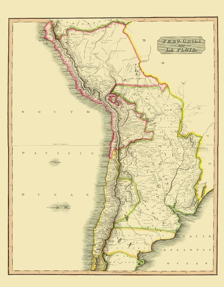South America Chile Bolivia Argentina Peru art print by Thomson for $57.95 CAD