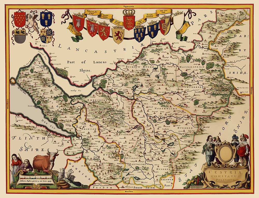 Cheshire County England - Blaeu 1646 art print by Blaeu for $57.95 CAD