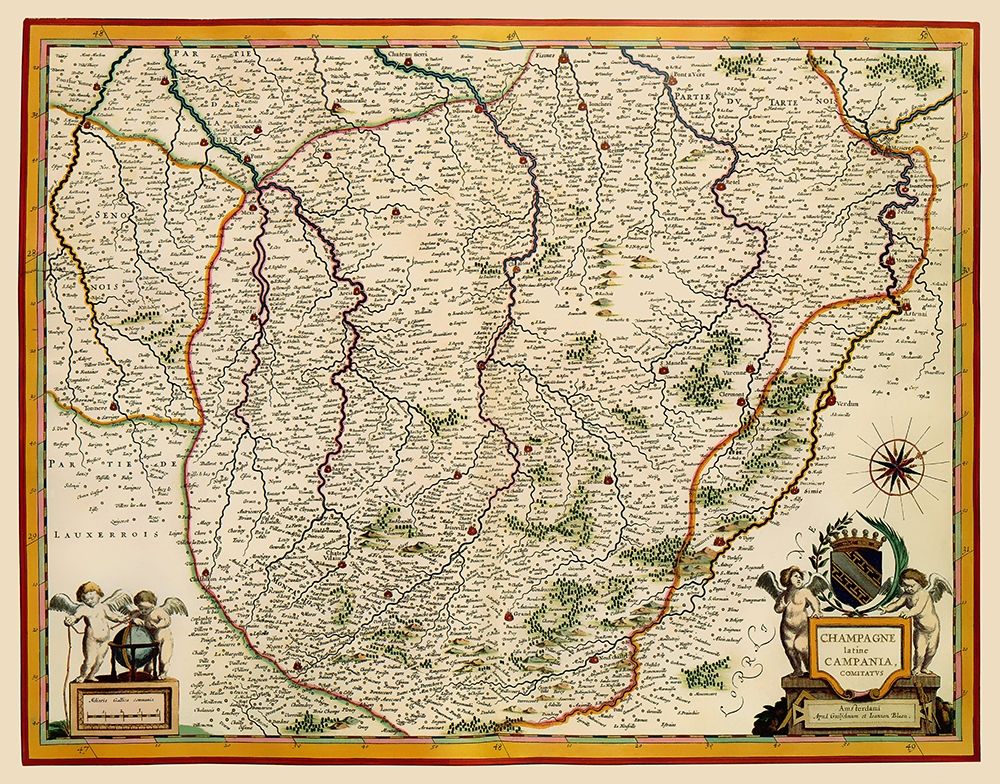 Champagne Region France - Blaeu 1635 art print by Blaeu for $57.95 CAD