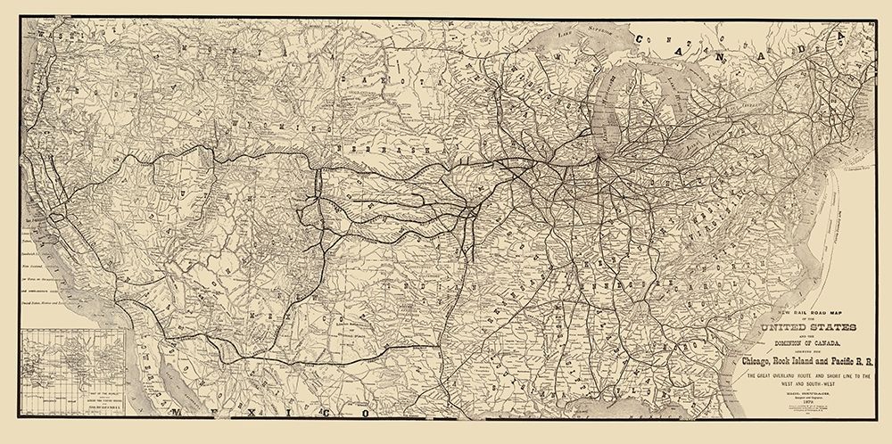 Chicago, Rock Island and Pacific Railroad 1879 art print by Heubach for $57.95 CAD