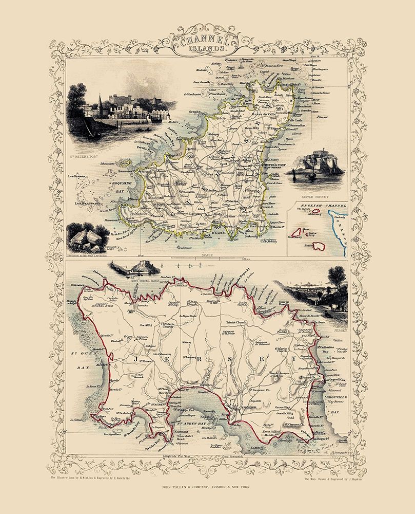 Channel Islands Great Britain - Tallis 1851 art print by Tallis for $57.95 CAD