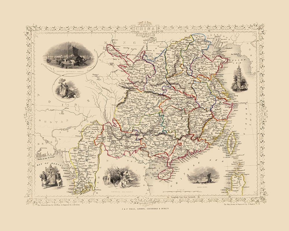 Asia China Burma - Tallis 1851 art print by Tallis for $57.95 CAD