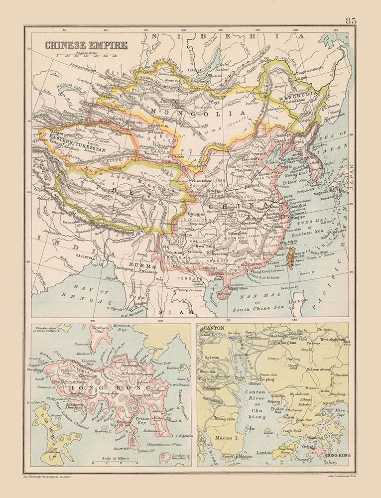 Asia Chinese Empire China - Bartholomew 1892 art print by Bartholomew for $57.95 CAD