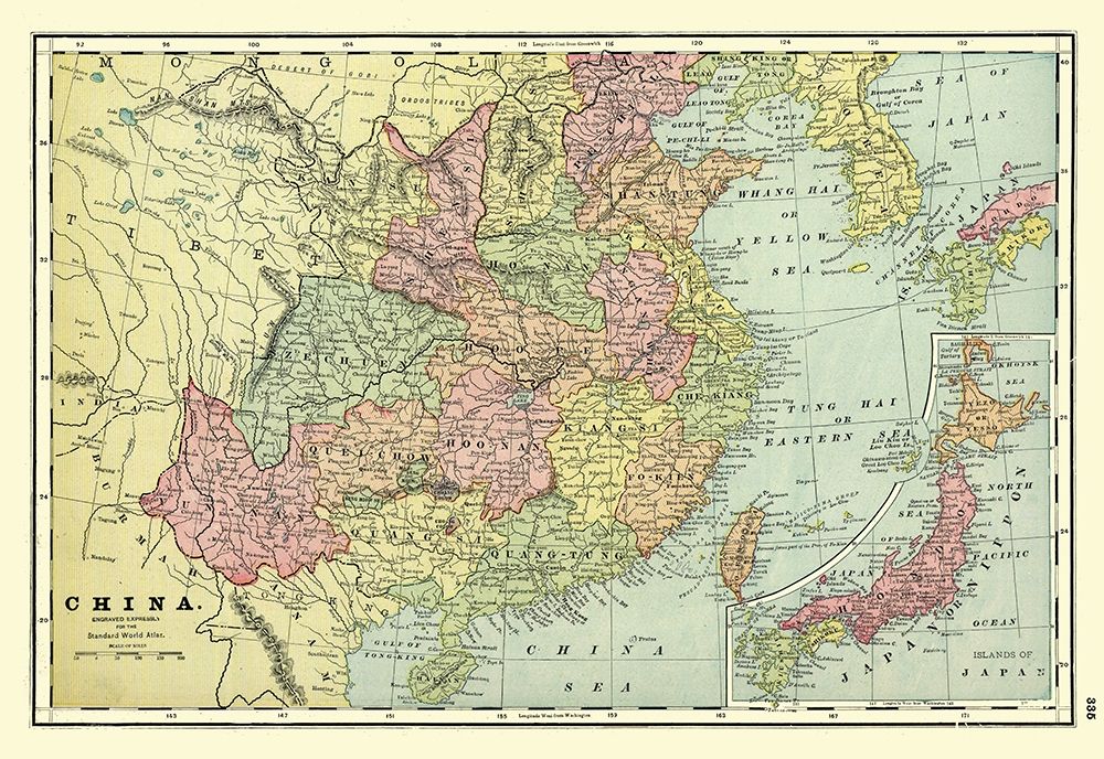 Standard World Atlas China - Cram 1901 art print by Cram for $57.95 CAD