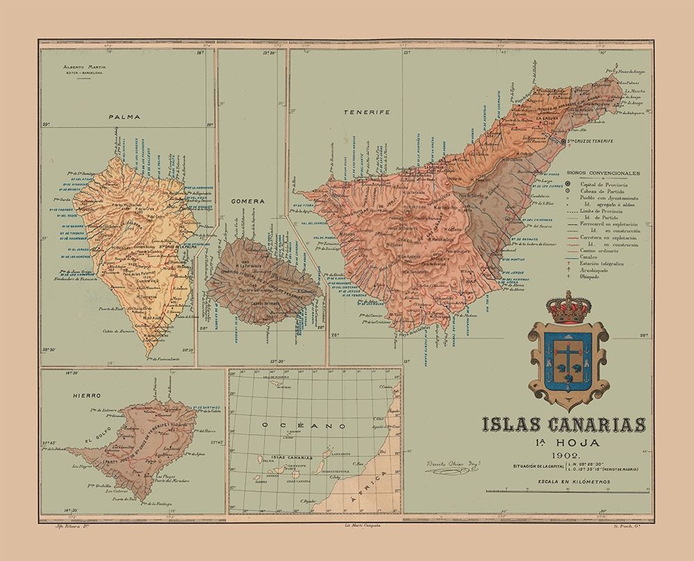 Canary Islands 1902 Africa Spain - Martine 1904 art print by Martine for $57.95 CAD