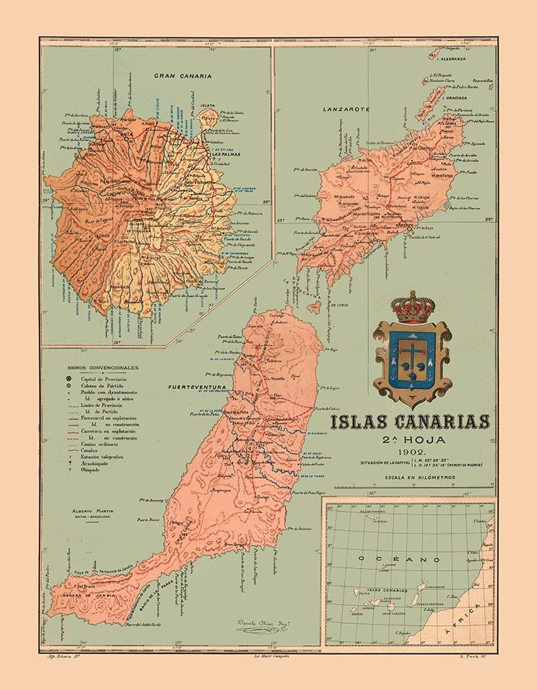 Canary Islands 1902 Africa Spain - Martine 1904 art print by Martine for $57.95 CAD