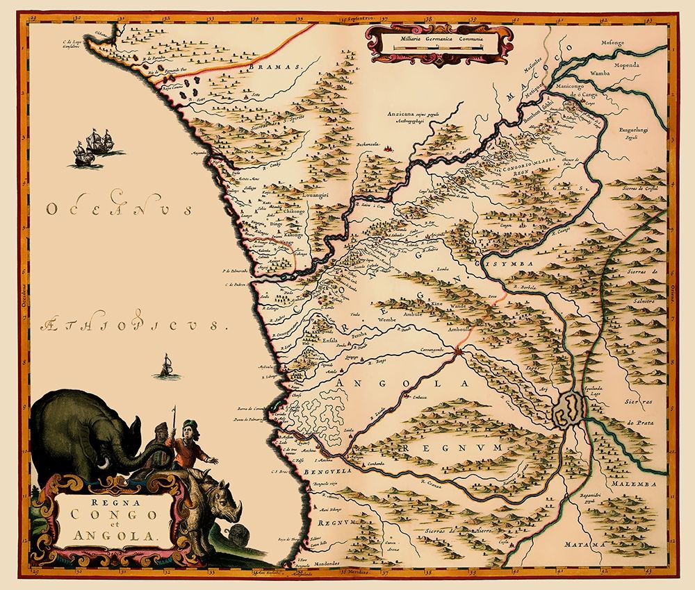 Congo Angola Africa - Blaeu 1662 art print by Blaeu for $57.95 CAD