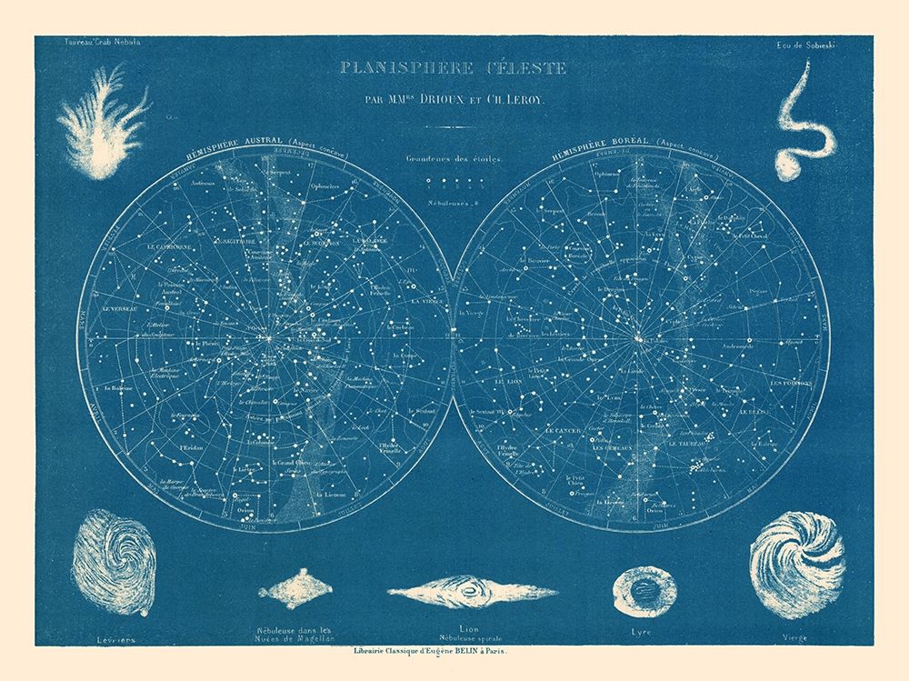 Celestial Planisphere - Drioux 1882 art print by Drioux for $57.95 CAD