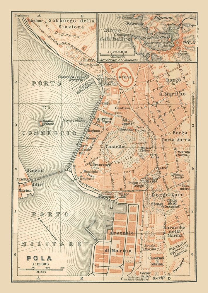 Pula Croatia Europe - Baedeker 1910 art print by Baedeker for $57.95 CAD