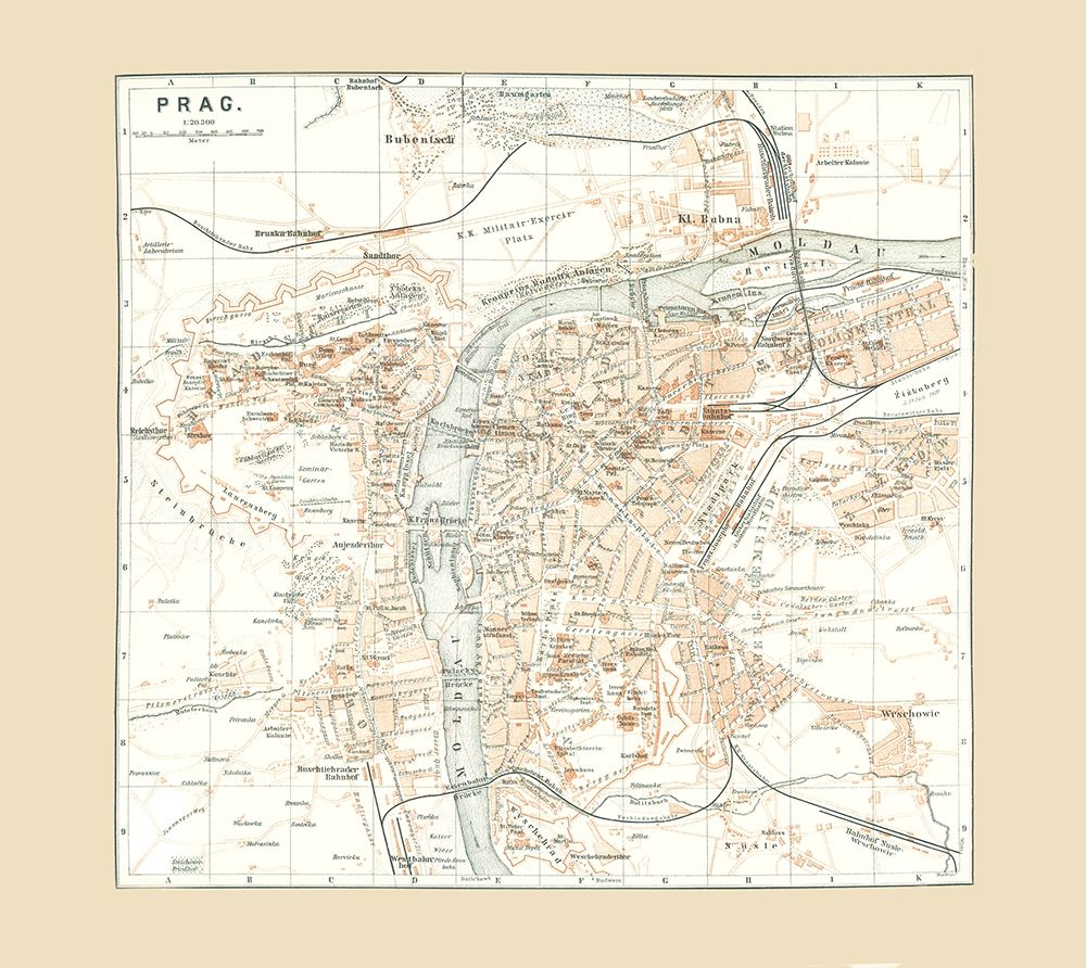 Prague Czech Republic Europe - Baedeker 1896 art print by Baedeker for $57.95 CAD