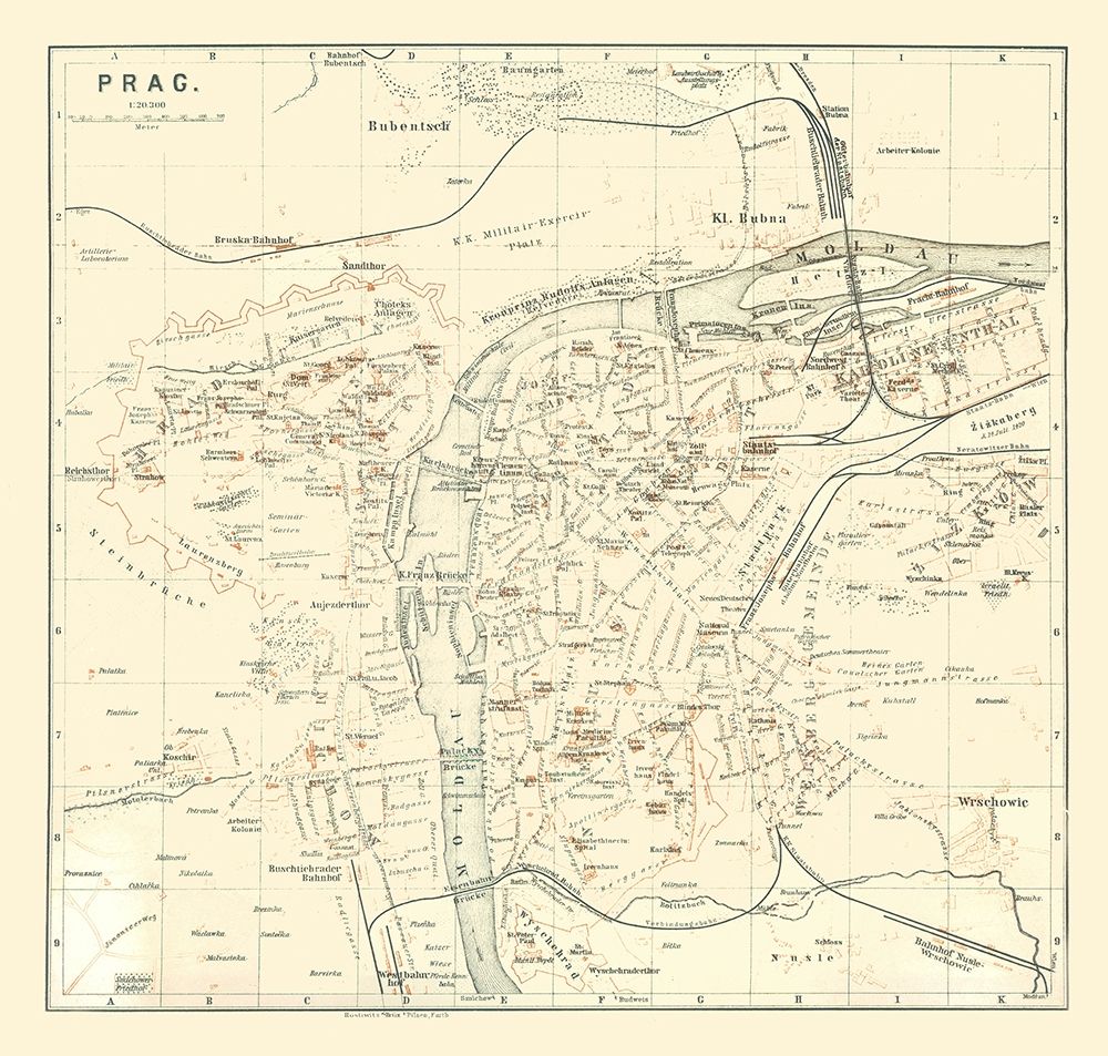 Prague Czech Republic Europe - Baedeker 1896 art print by Baedeker for $57.95 CAD