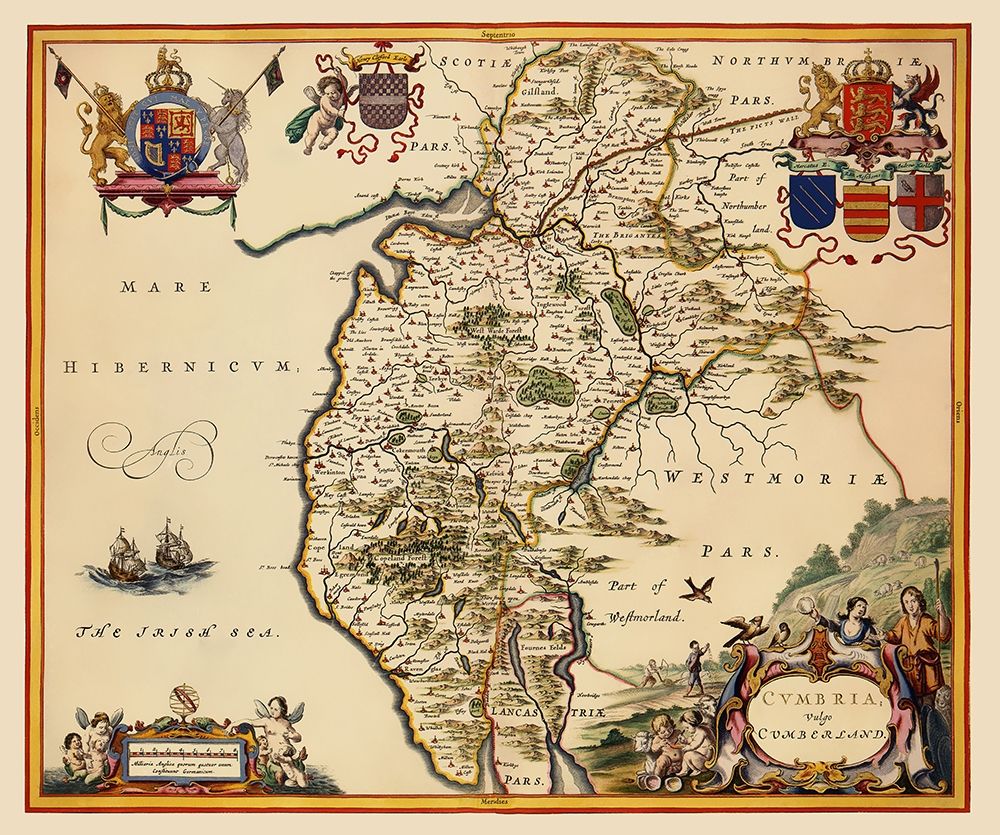 Cumbria Cumberland County England - Blaeu 1645 art print by Blaeu for $57.95 CAD