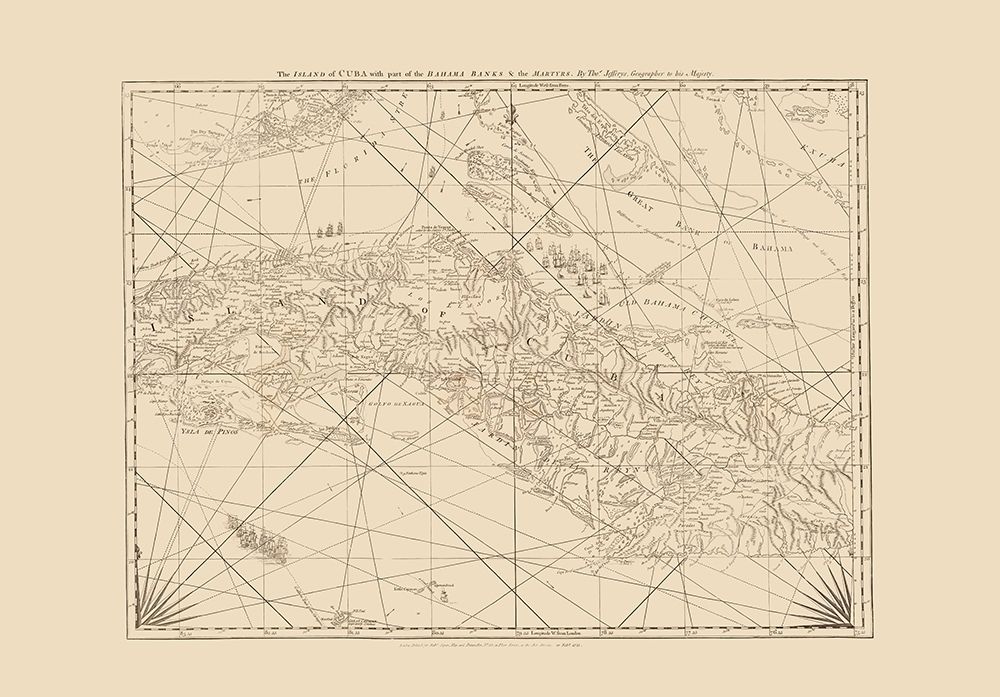Surrounding Nautical Chart Caribbean Cuba art print by Jefferys for $57.95 CAD