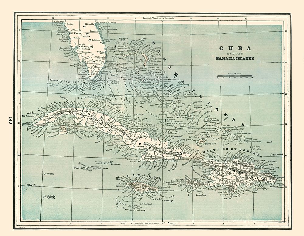Cuba Bahamas - Rathbun 1893 art print by Rathbun for $57.95 CAD