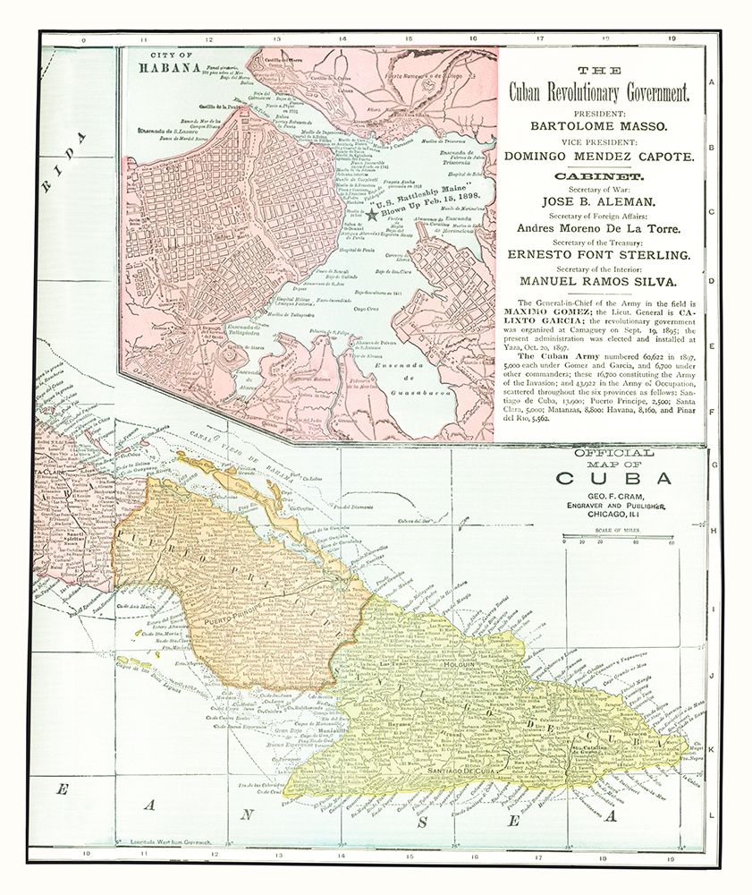 Caribbean Cuba - Cram 1898 art print by Cram for $57.95 CAD