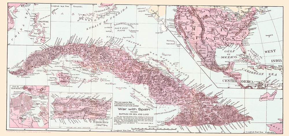 War With Spain, Cuba - 1907 art print by McConnell School Supply for $57.95 CAD