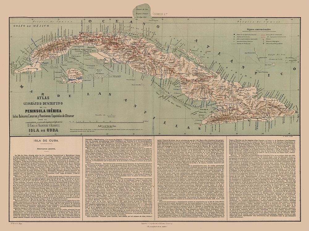 Central America Cuba Spanish Oversees Possession art print by Valverde for $57.95 CAD