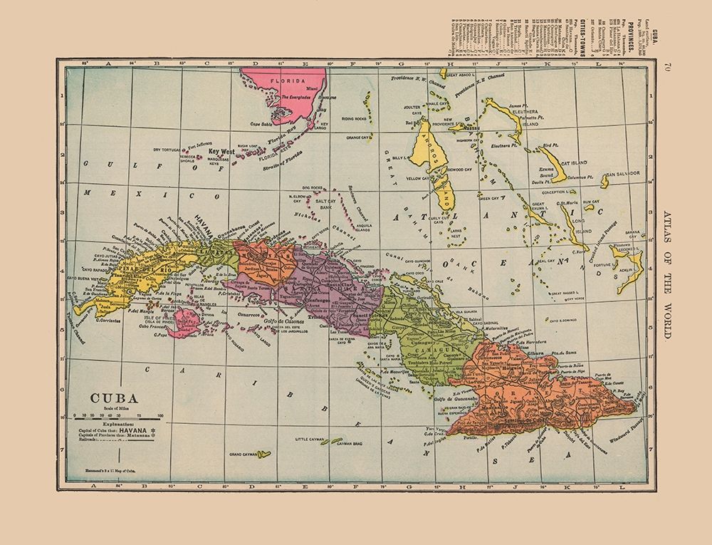 Central America Cuba - Hammond 1910 art print by Hammond for $57.95 CAD