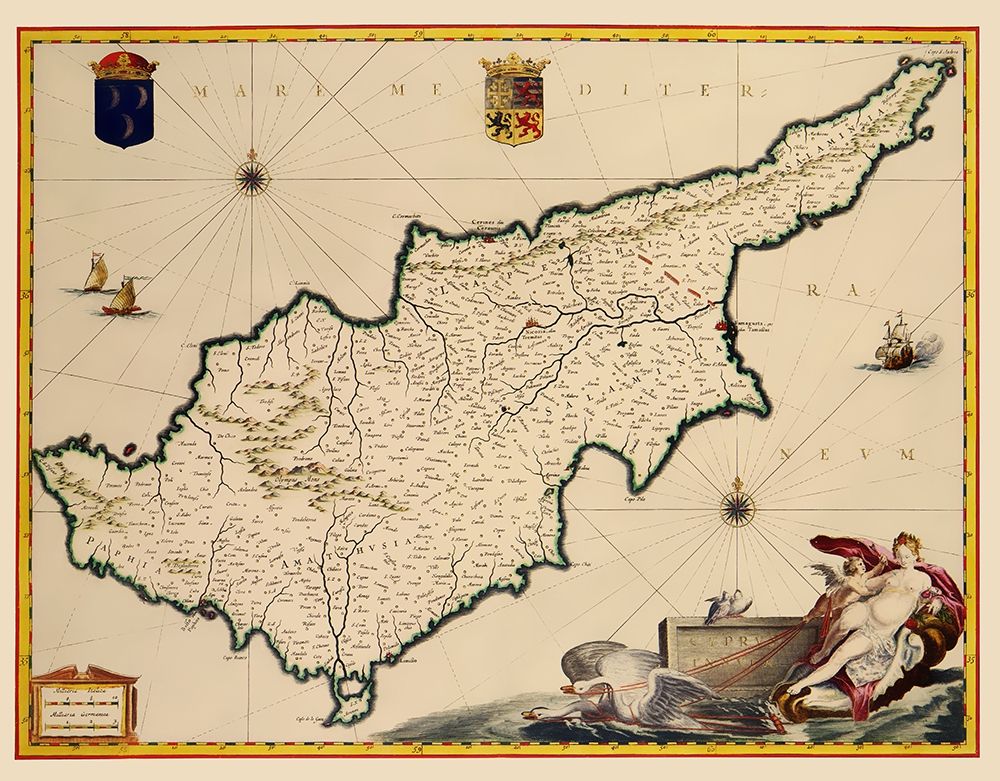 Mediterranean Cyprus - Blaeu 1635 art print by Blaeu for $57.95 CAD
