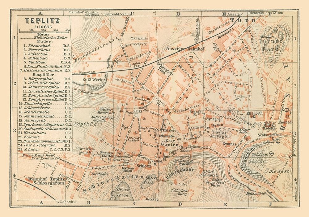 Teplice Czech Republic Europe - Baedeker 1910 art print by Baedeker for $57.95 CAD