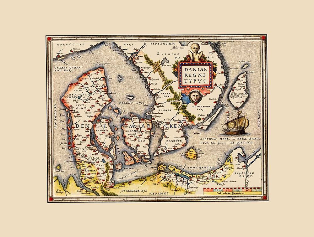 Scandinavia Denmark - Ortelius 1570 art print by Ortelius for $57.95 CAD