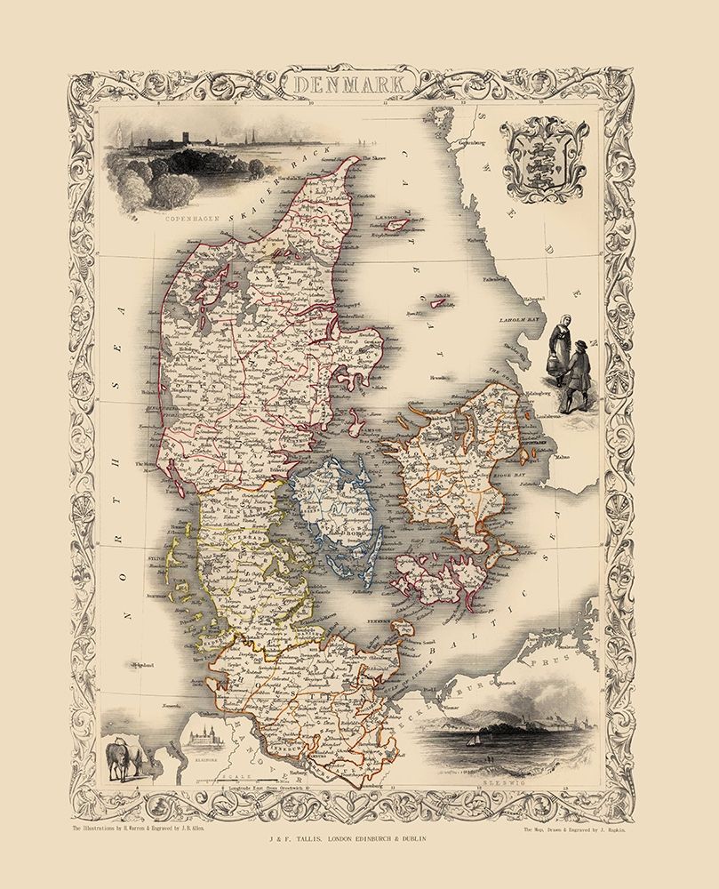 Scandinavia Denmark - Tallis 1851 art print by Tallis for $57.95 CAD