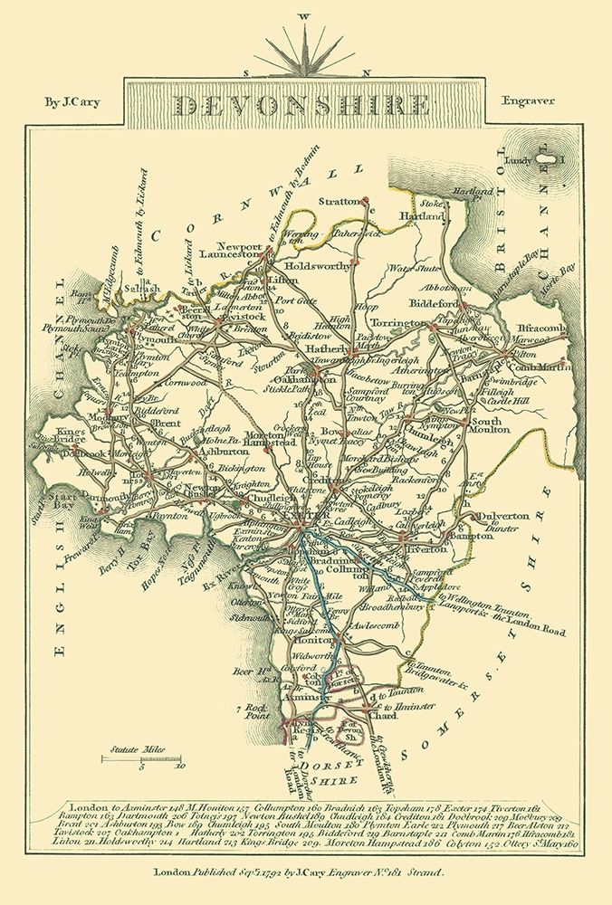Devonshire County England - Cary 1792 art print by Cary for $57.95 CAD