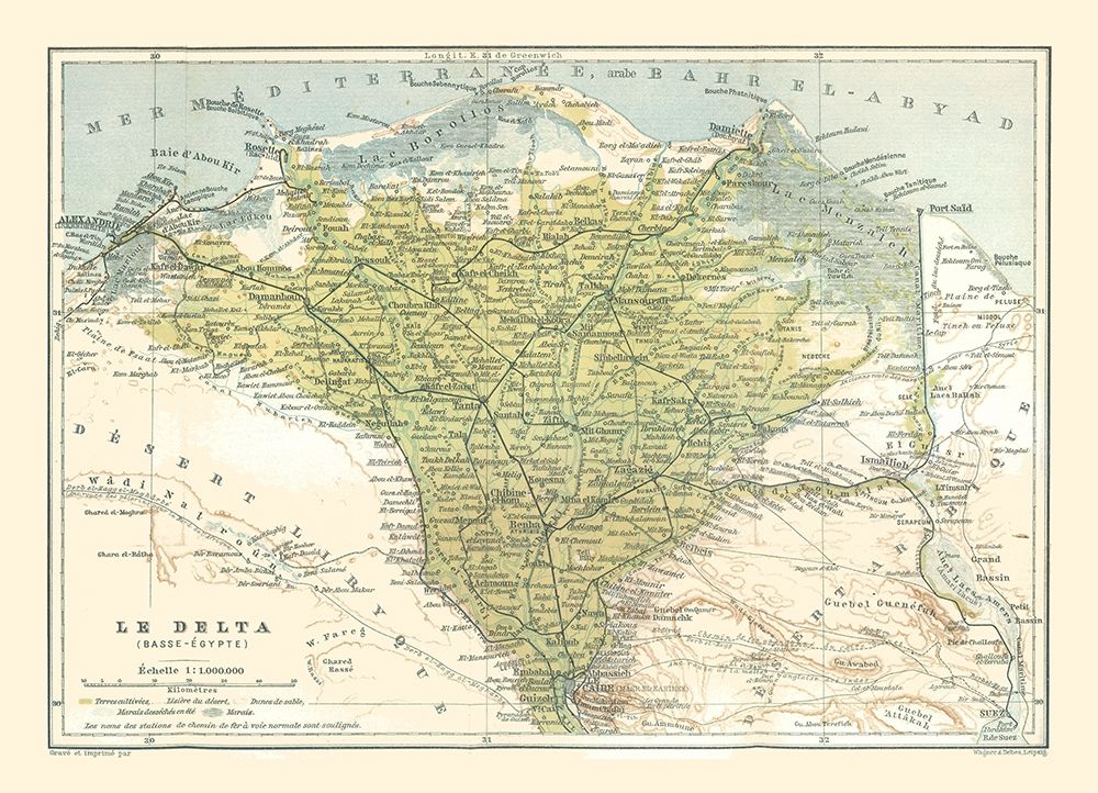 Nile Delta Egypt Africa - Baedeker 1913 art print by Baedeker for $57.95 CAD
