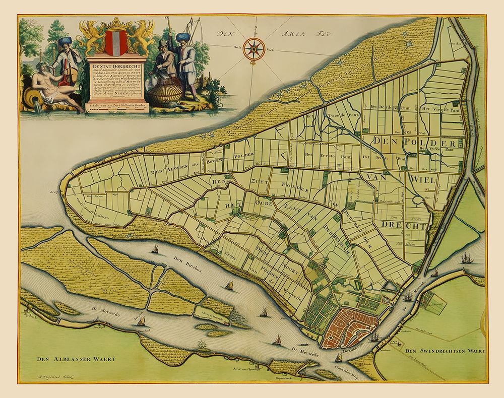 Dordrecht Netherlands - Van Nispen 1673 art print by Van Nispen for $57.95 CAD