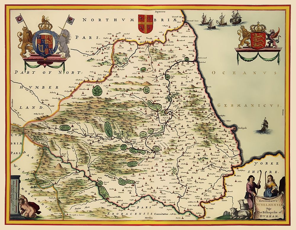 Durham England - Blaeu 1645 art print by Blaeu for $57.95 CAD