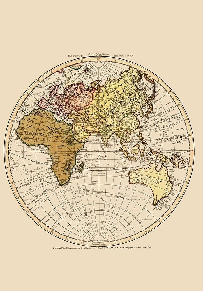 Eastern Hemisphere - Faden 1786 art print by Faden for $57.95 CAD