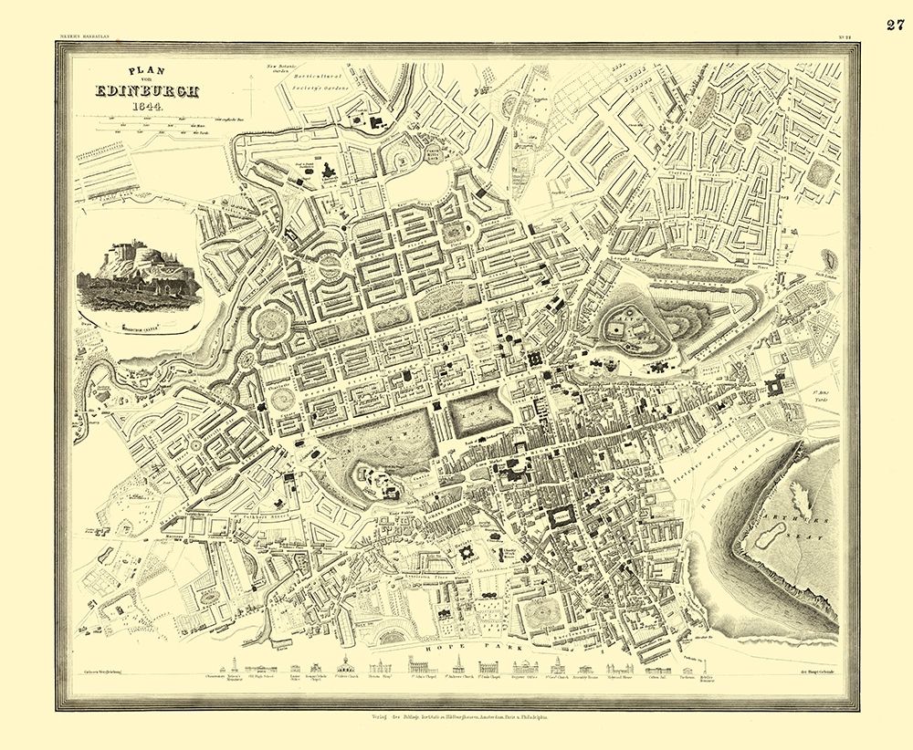 Edinburgh Plan Great Britain - Meyers 1844 art print by Meyers for $57.95 CAD
