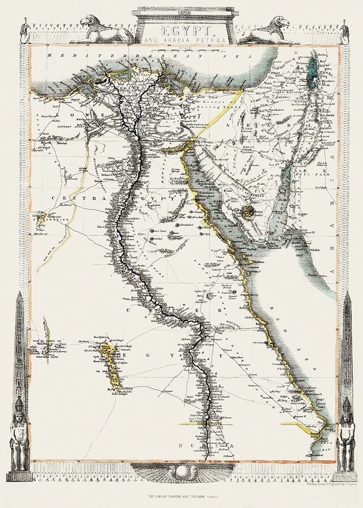 Middle East Egypt Arabia Petraea - Tallis 1851 art print by Tallis for $57.95 CAD