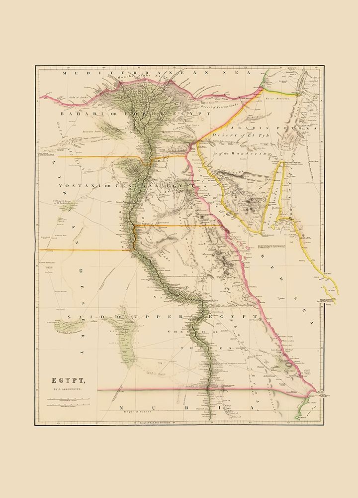 Middle East Egypt - Arrowsmith 1844 art print by Arrowsmith for $57.95 CAD