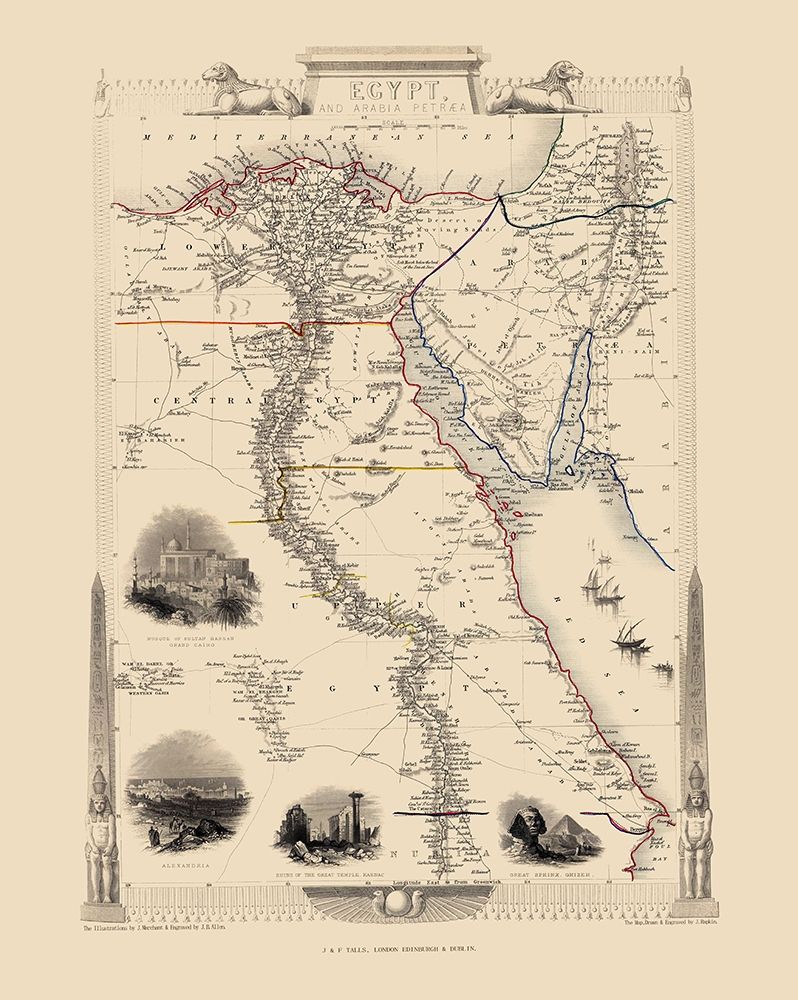 Middle East Egypt Arabia Peninsula - Tallis 1851 art print by Tallis for $57.95 CAD