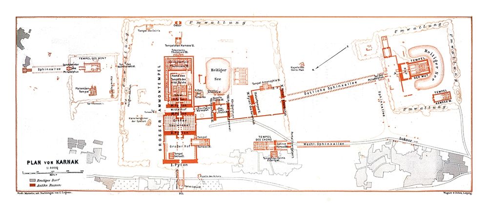 Africa Karnak Plan Egypt - Baedeker 1913 art print by Baedeker for $57.95 CAD