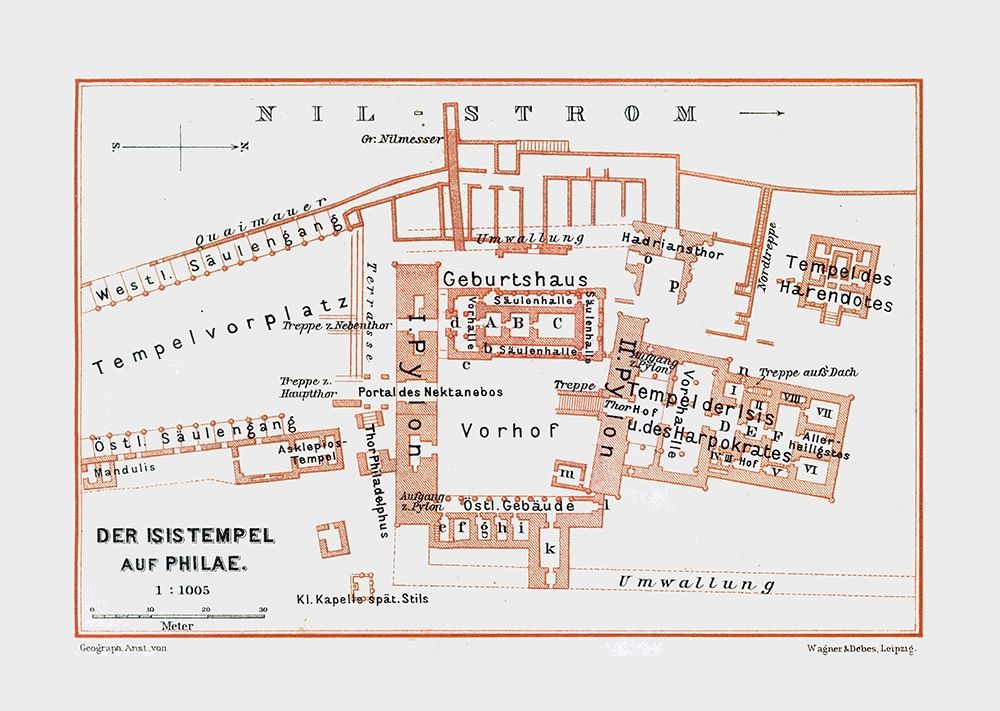 Africa Temple of Philae Egypt - Baedeker 1913 art print by Baedeker for $57.95 CAD