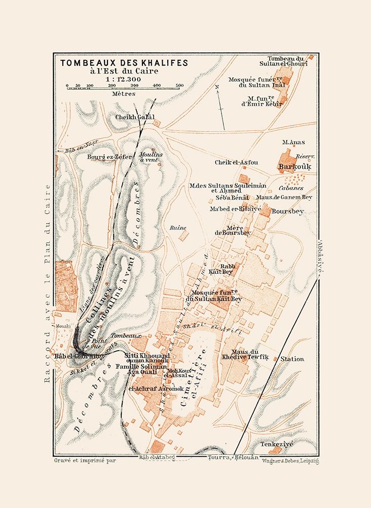 Africa Tombs of the Kalifs Egypt - Baedeker 1913 art print by Baedeker for $57.95 CAD