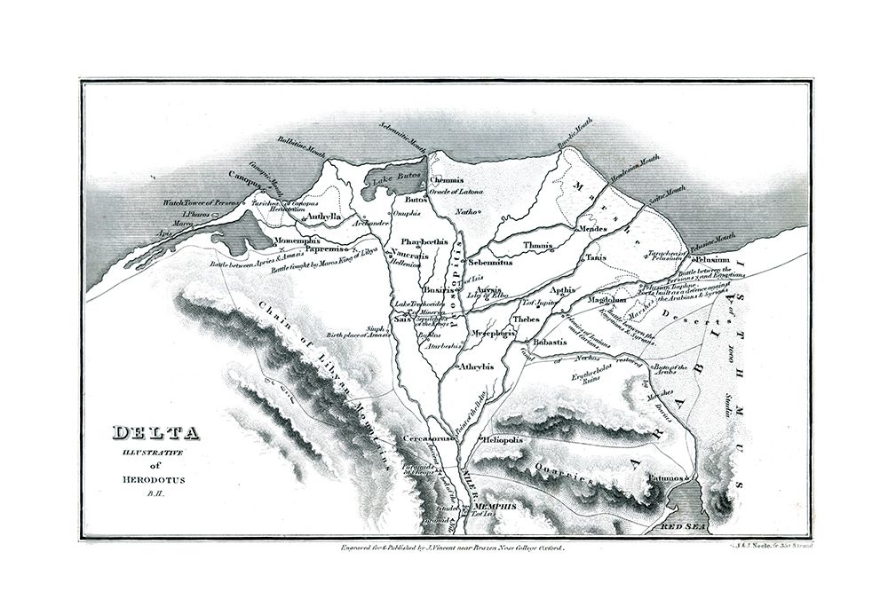 Africa Delta Egypt Herodotus - Oxford 1828 art print by Oxford for $57.95 CAD