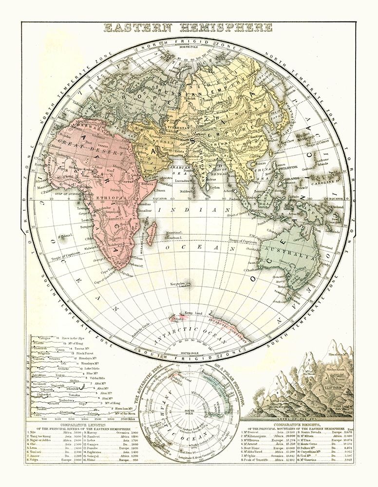 Eastern Hemisphere - Mitchell 1869 art print by Mitchell for $57.95 CAD