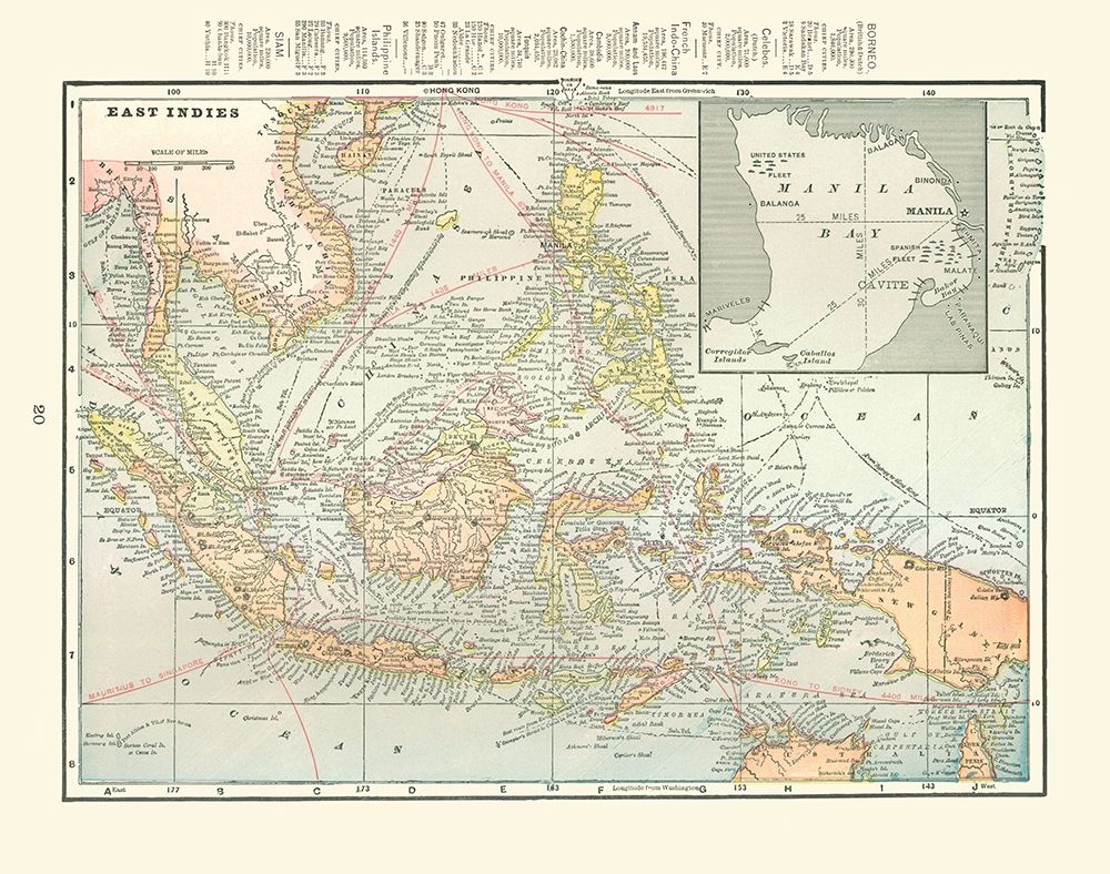 East Indies China Philippines - Cram 1898 art print by Cram for $57.95 CAD