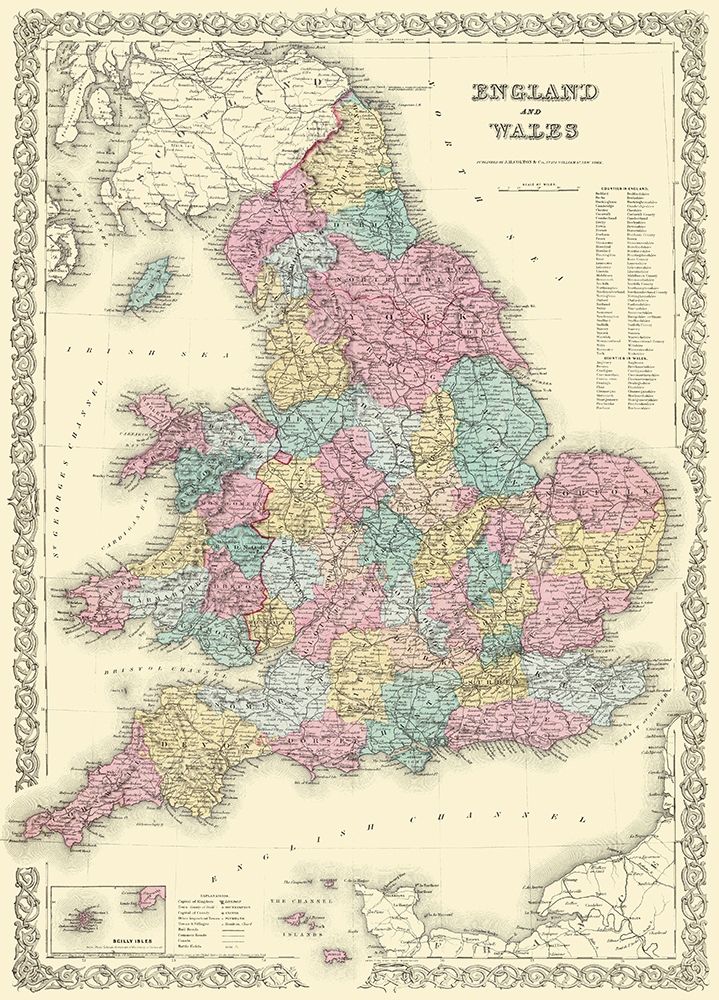 Great Britain England Wales - Colton 1855 art print by Colton for $57.95 CAD