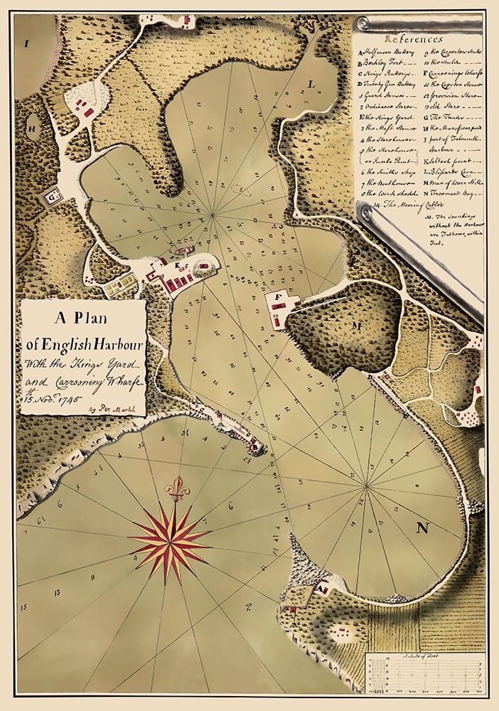 Caribbean English Harbour Antigua Nautical art print by Talbot for $57.95 CAD