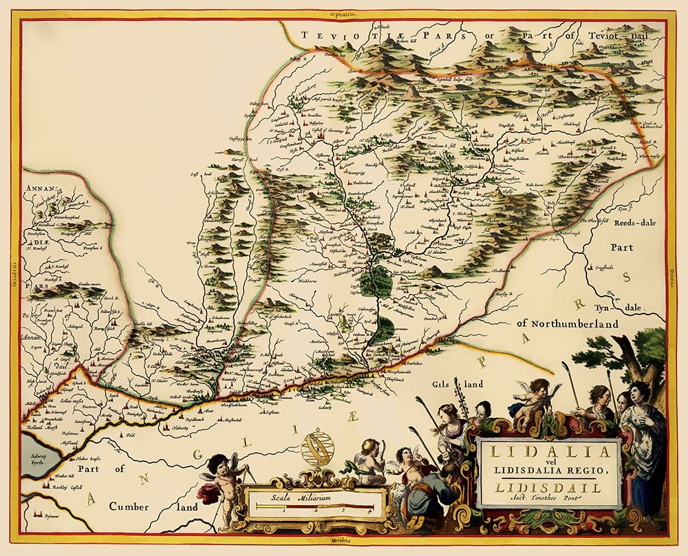 Great Britain England Scotland Border - Blaeu 1654 art print by Blaeu for $57.95 CAD