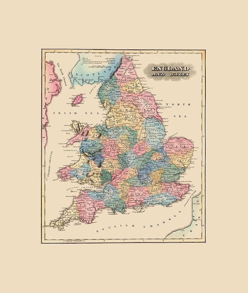 Great Britain England Wales - Lucas 1823 art print by Lucas for $57.95 CAD