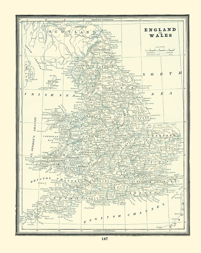 Great Britain England Wales - Rathbun 1893 art print by Rathbun for $57.95 CAD