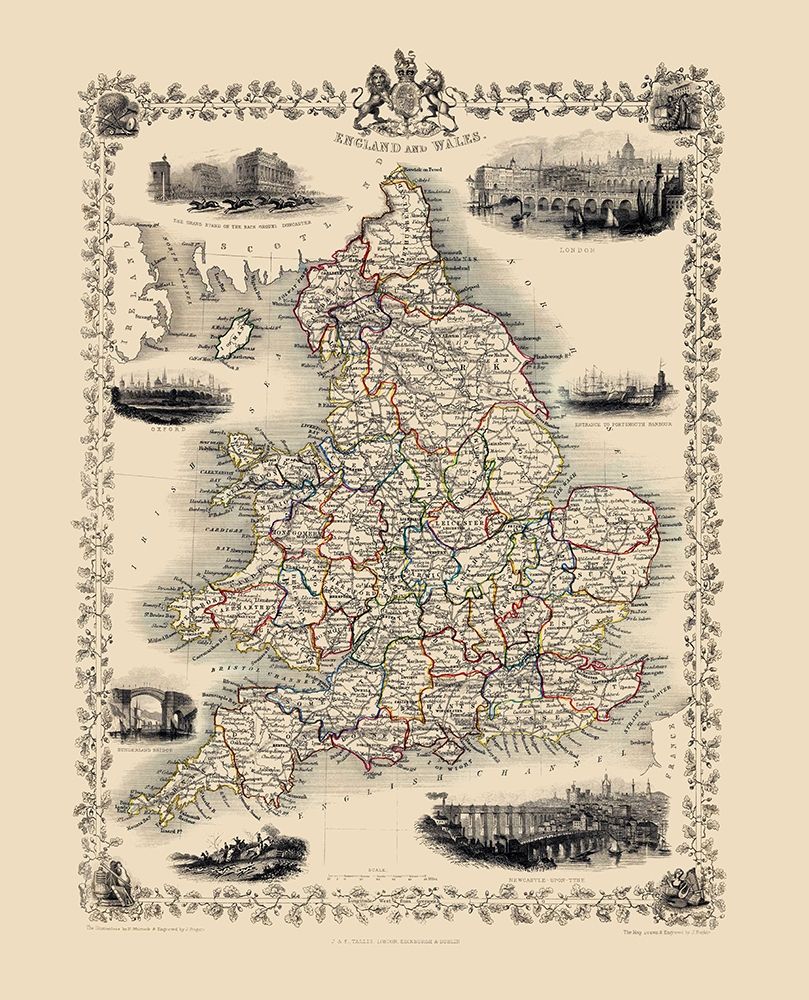 Great Britain England Wales - Tallis 1851 art print by Tallis for $57.95 CAD