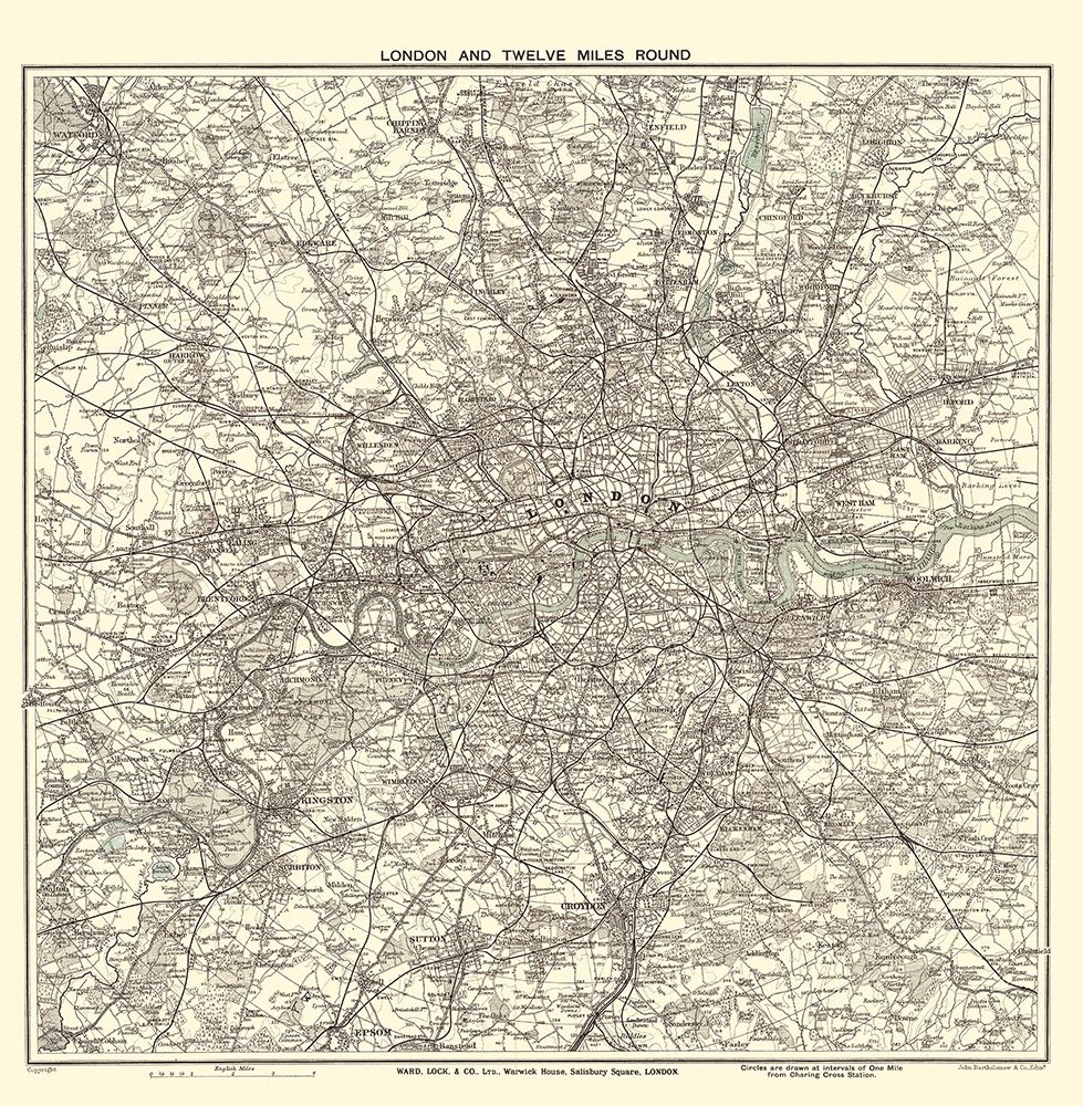 London England - Bartholomew 1925 art print by Bartholomew for $57.95 CAD